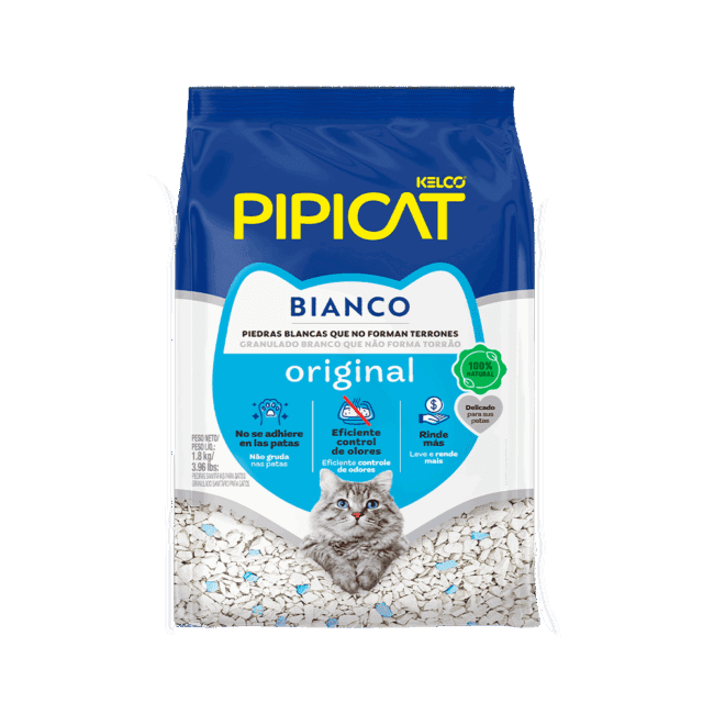 Areia Higiênica PipiCat Bianco para Gatos 1,8kg